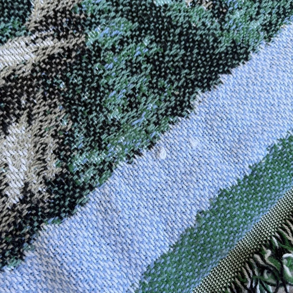Vintage Lighthouse Woven Afghan Throw Blanket Fringe 56